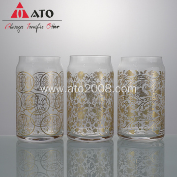 Clear Rattan&blossom drink mug exquisite printed glass cup